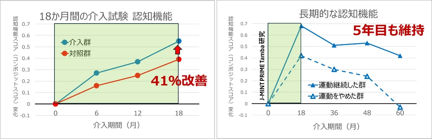 認知機能スコアの変化と長期的な認知機能維持