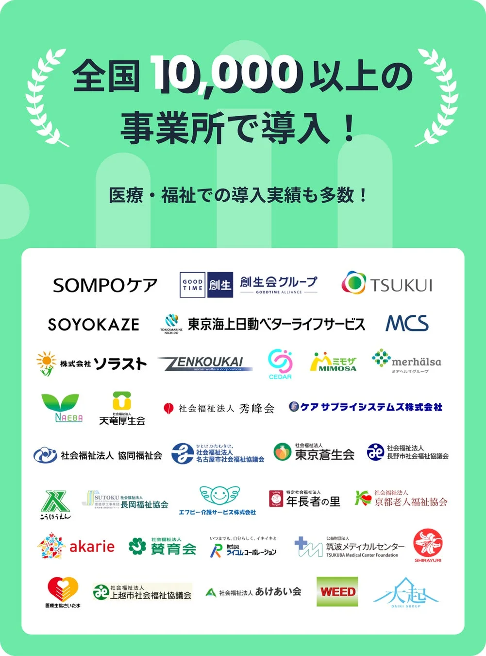 全国10,000以上の事業所で導入!
