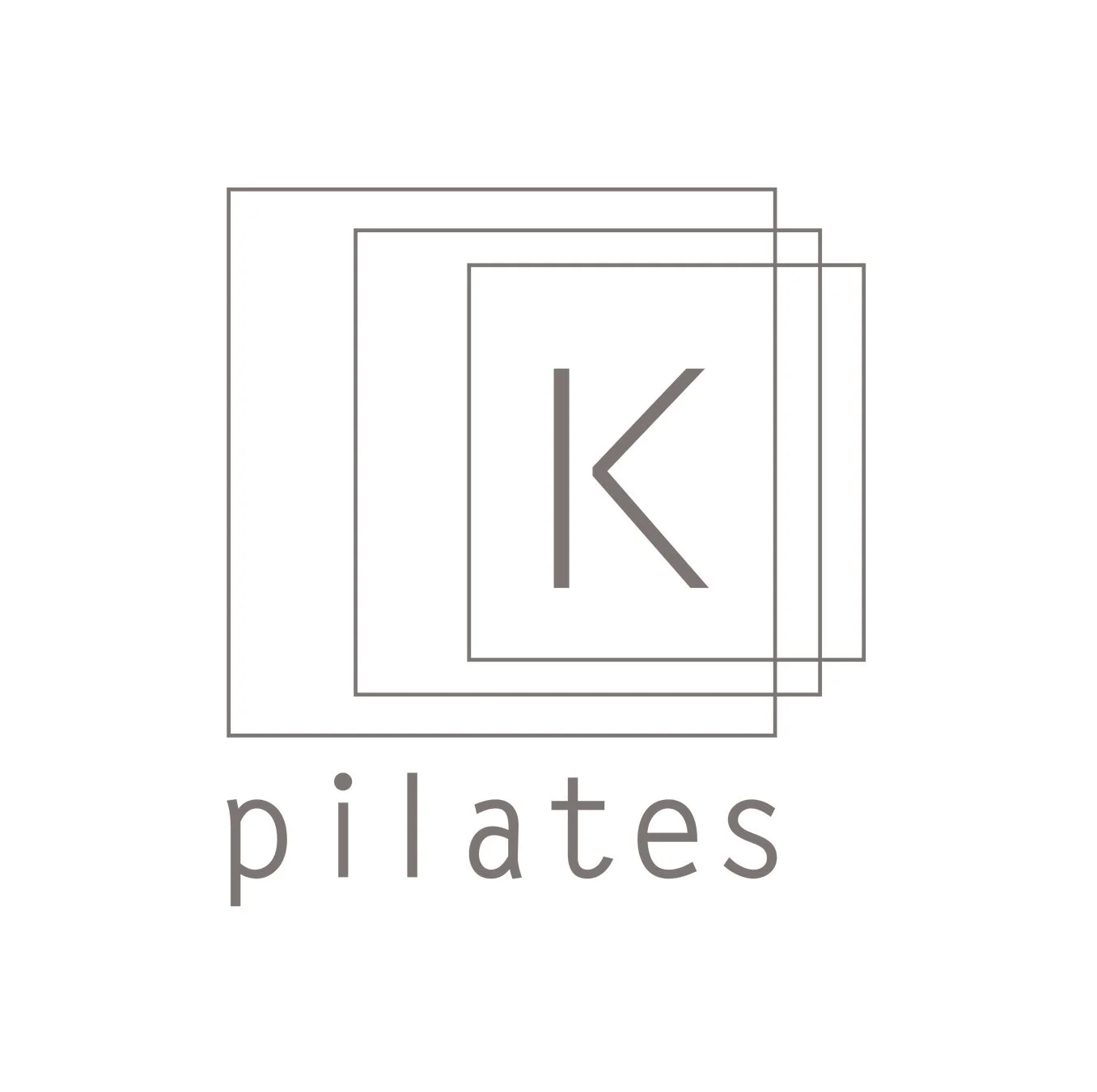 Kの文字と「pilates」のテキストが組み合わされたロゴマーク