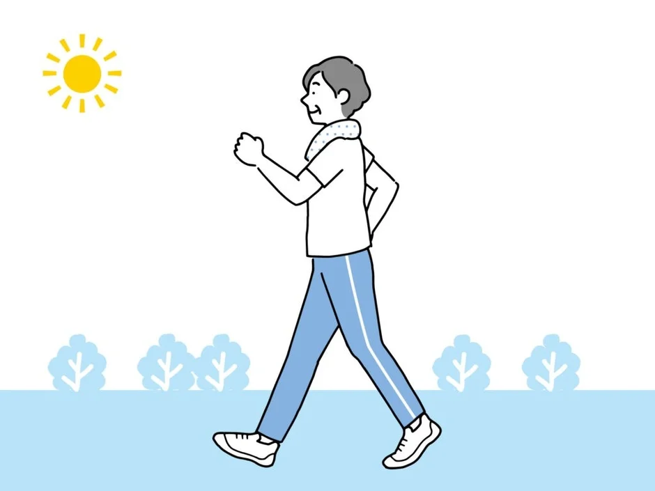 ウォーキングする高齢男性のイラスト