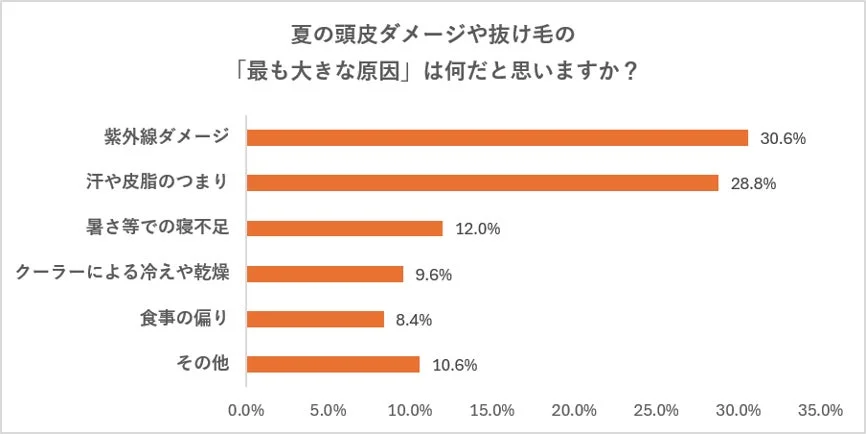 夏の頭皮ダメージや抜け毛の「最も大きな原因」は何だと思いますか？アンケート結果