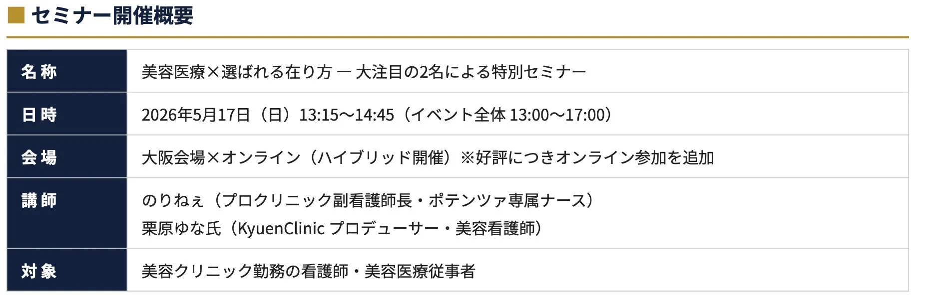 セミナー開催概要
