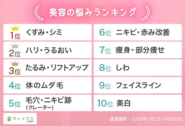 美容の悩みランキング