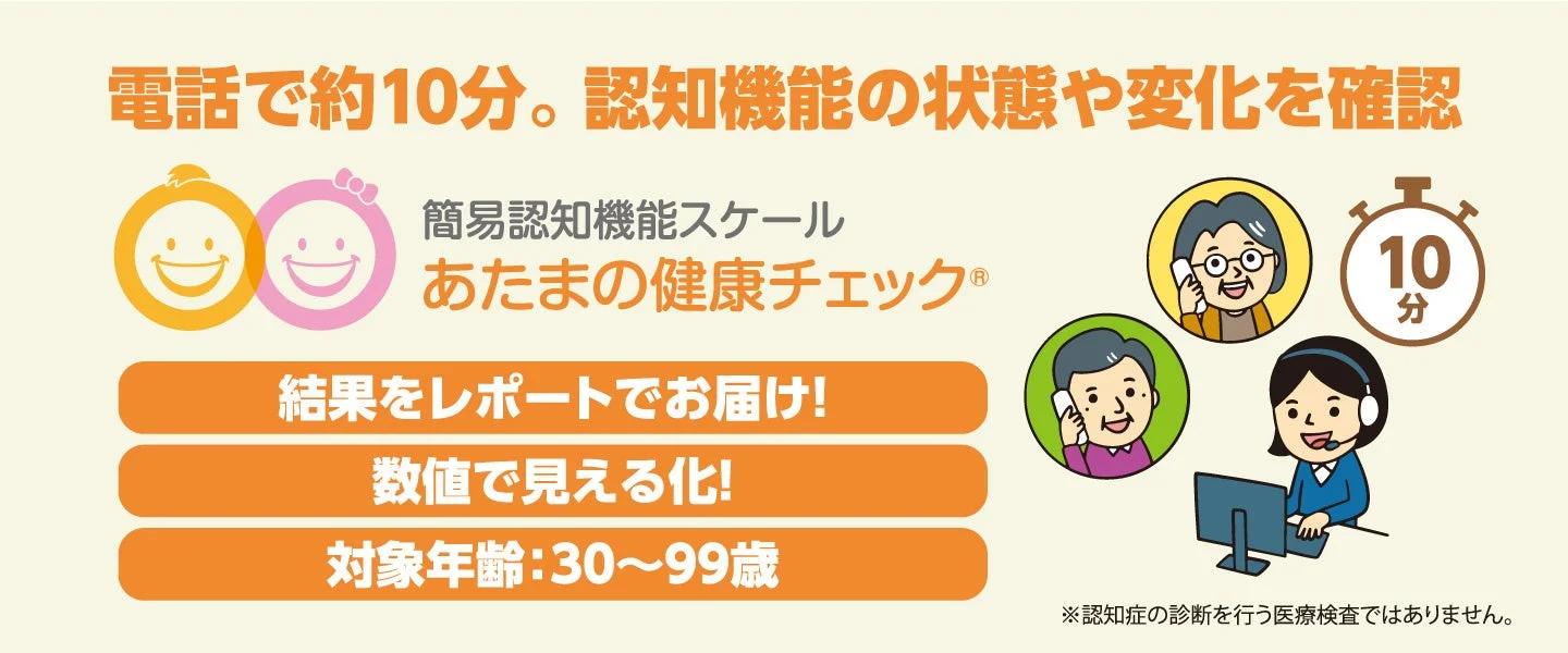 電話で認知機能の状態や変化を確認するサービスの説明図